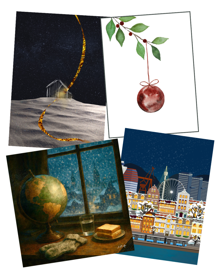 välj mellan fyra olika digitala julkort